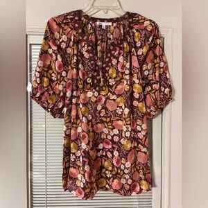 DR2 Floral Print Top in Brown, Pink, Yellow